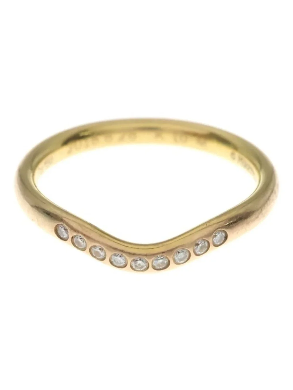 Tiffany & Co Elsa Peretti Curved Band Ring Diamond 18K Yellow Gold